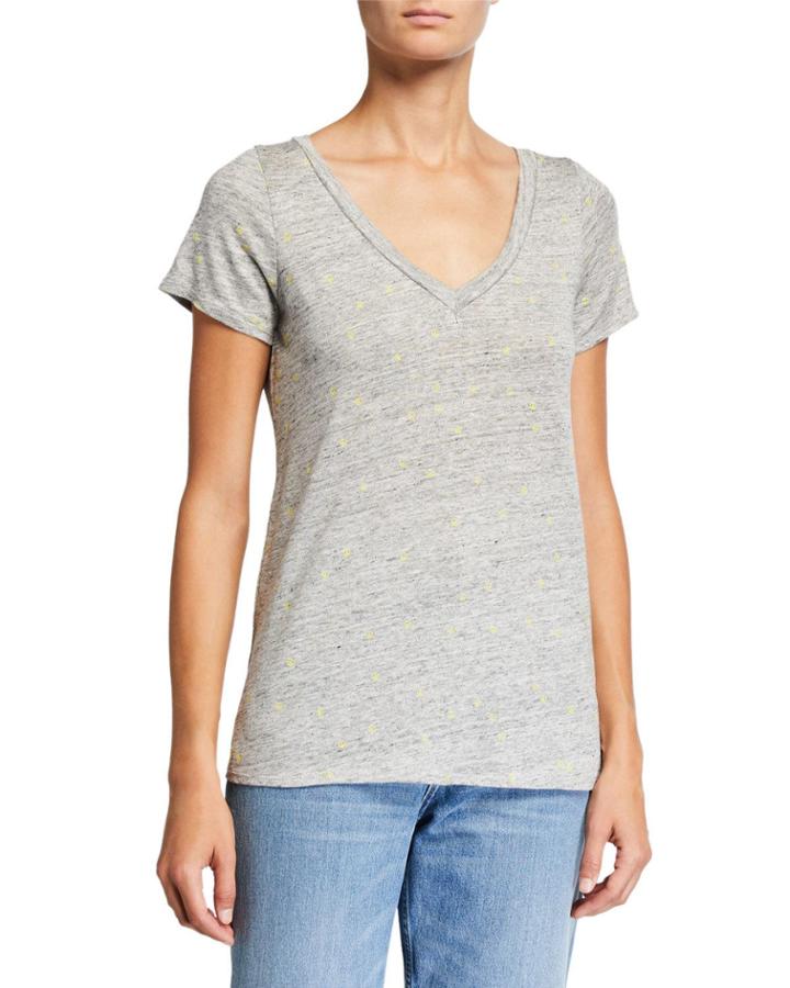 Tiny Peace Signs V-neck Short-sleeve Heathered Tee