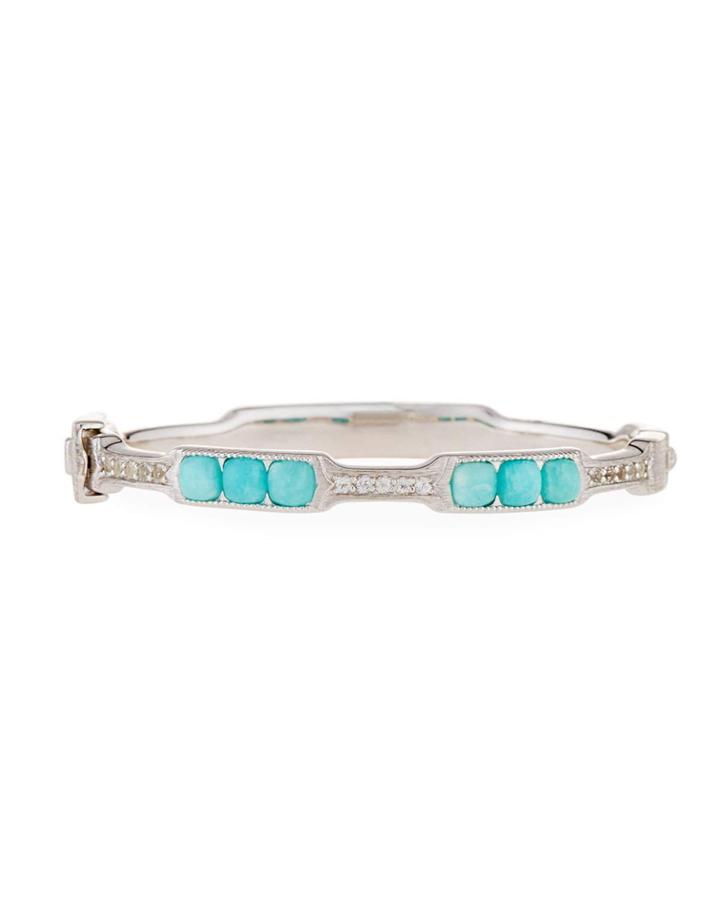 Moroccan Cushion Bangle Bracelet In Amazonite