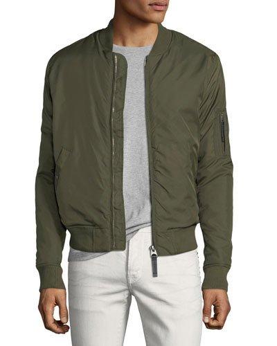 Paul Padded Nylon Bomber Jacket, Olive