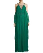 Off-the-shoulder Chiffon Caftan Gown