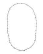 14k White Gold Long Freshwater Multi-pearl Necklace,