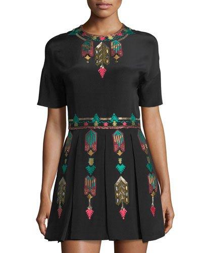 Geometric Embroidered Dress