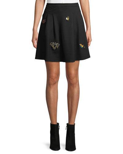 Insect-embroidered A-line