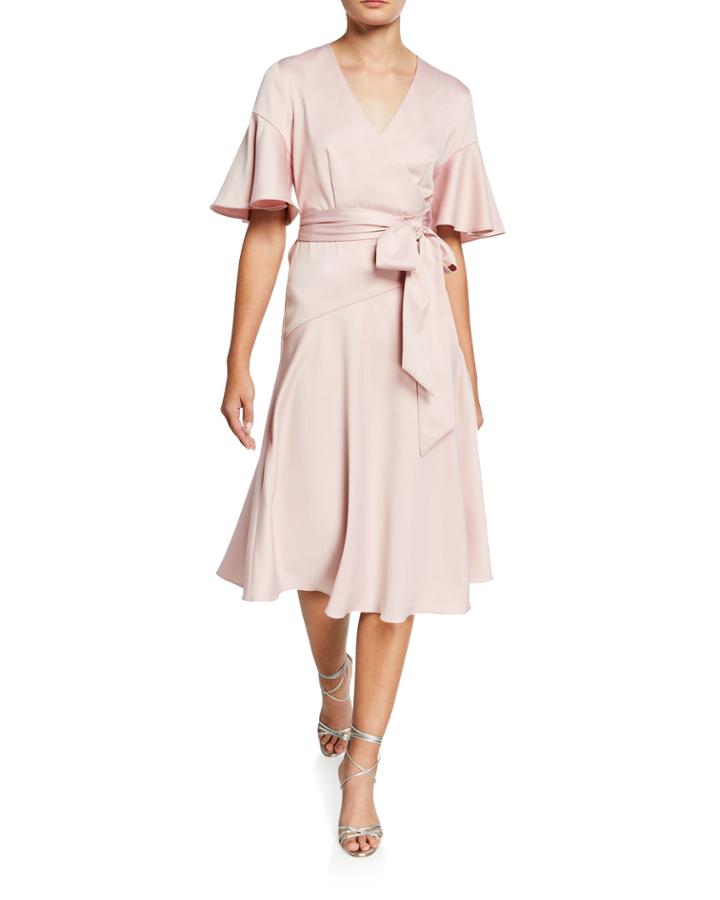 Famous V-neck Elbow-sleeve Wrap Dress