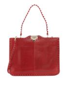 Rockstud Lizard Hobo Bag, Red