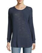 Long-sleeve Seamed Pocket Top