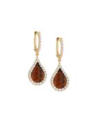 18k Cognac Quartz & Diamond Teardrop Earrings