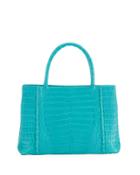 Small Sectional Crocodile Tote Bag, Blue C4