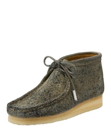 Men's Suede Wallabee/moc Chukka Boot, Gray With Black