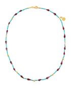 Single-strand Turquoise & Rhodolite Beaded Necklace