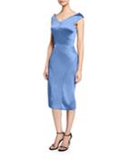 Stretch Satin V-neck Dress