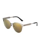 Engraved Metal Semi-rimless Cat-eye