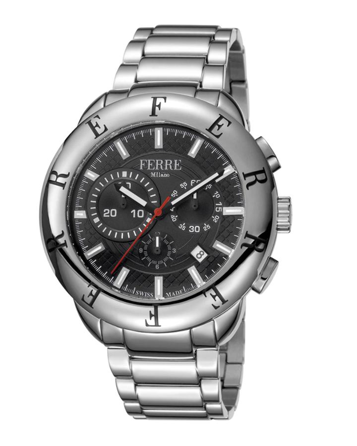 Men's 46mm Chronograph Watch, Black/steel