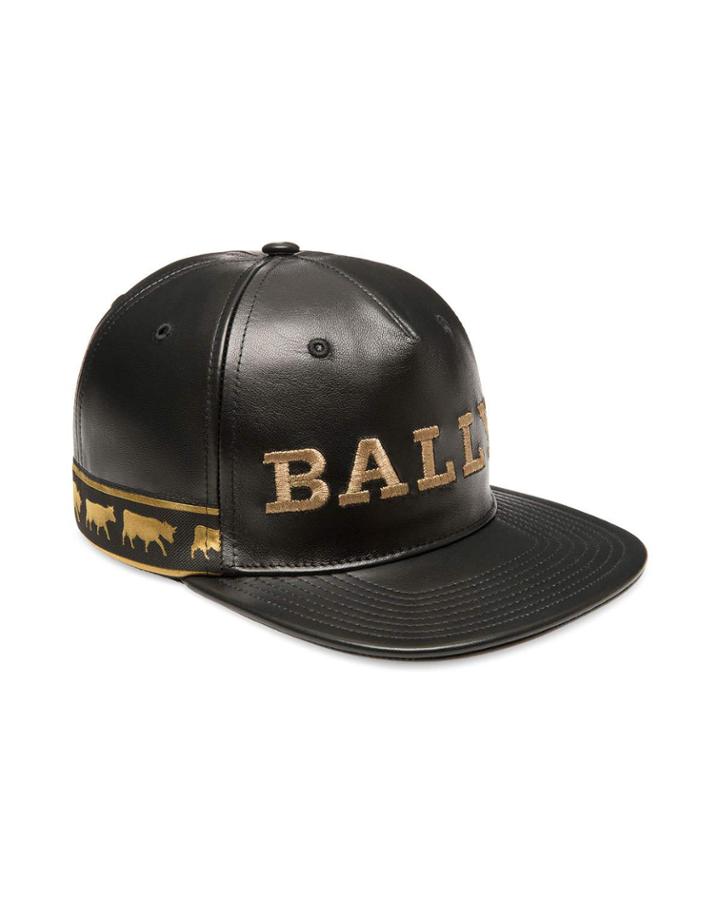 Men's Logo-embroidered Leather Baseball Hat