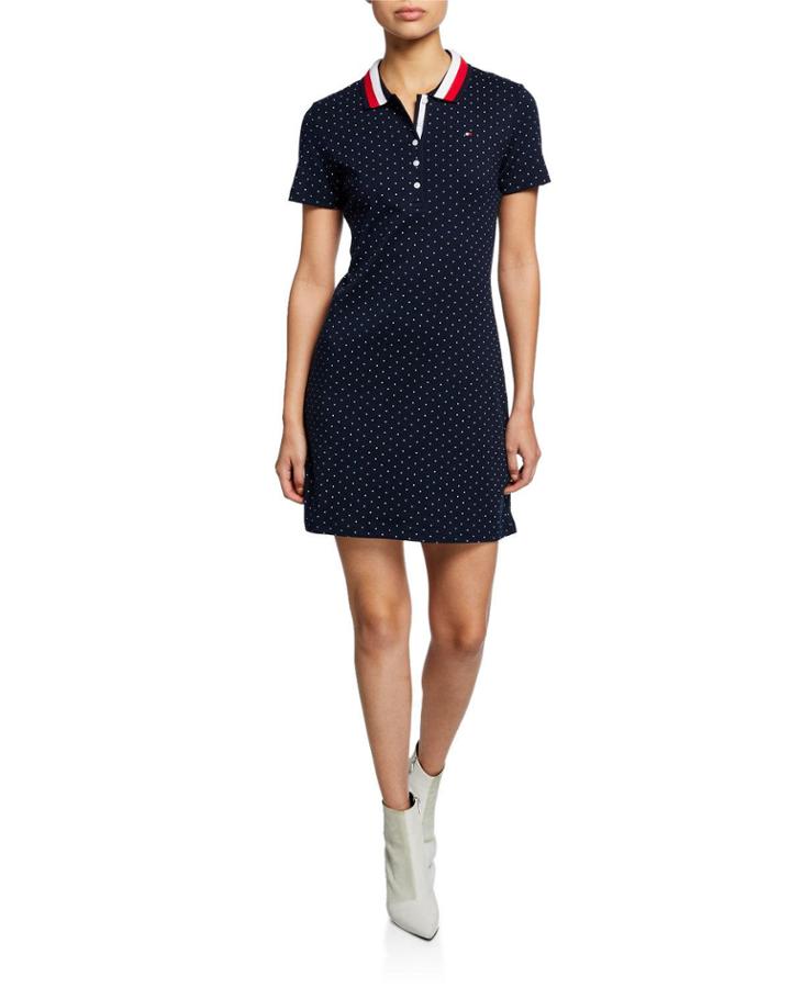 Polka-dot Short-sleeve Cotton Polo Dress