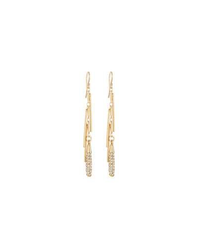 Diamond Illusion Pave Crystal Fringe Dangle Earrings
