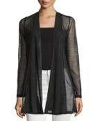Long-sleeve Sheer Open Cardigan, Black