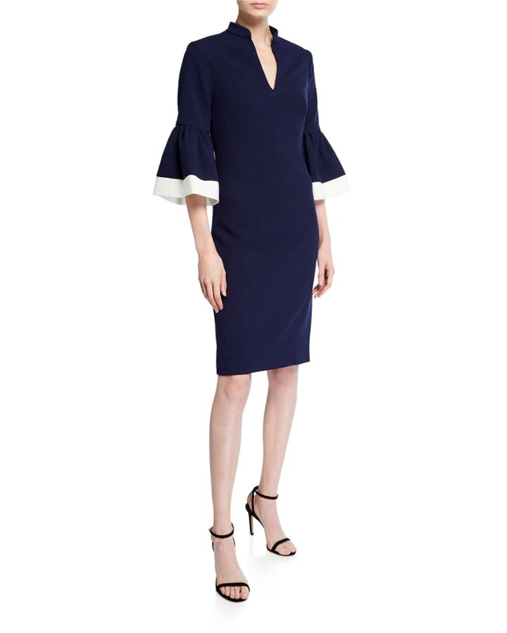 Fluted-sleeve Contrast Cady Dress