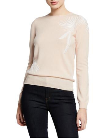 Fern Embroidered Cashmere-blend