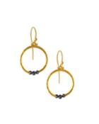 Glow 24k Black Diamond Hoop Drop Earrings