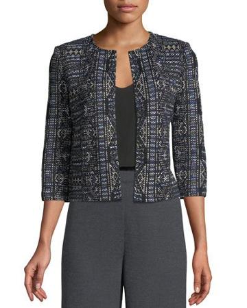 Kian Tapestry-knit 3/4-sleeve Jacket