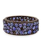 Wide Tanzanite & Diamond Hinged Bangle Bracelet