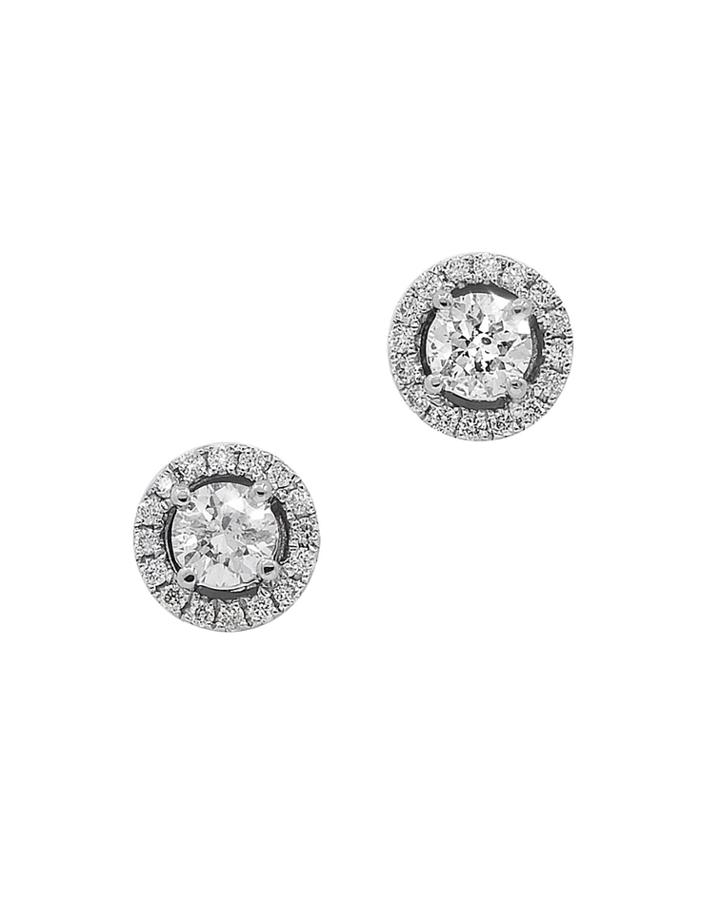 14k White Gold Diamond Stud Earrings,