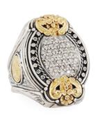 Asteri Ornate Oval Pave White Diamond Ring,