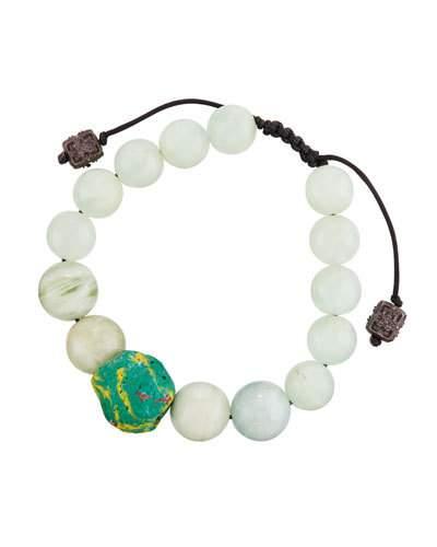 Moonstone, Aquamarine & African Beaded Bracelet