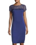 Luxe Satin Crepe Sheath Dress, Violet