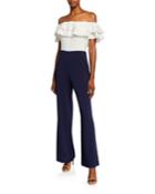 Tiered Ruffle Off-the-shoulder Colorblock Jumpsuit