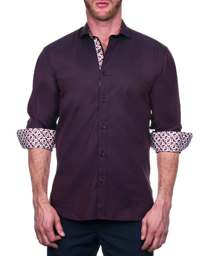 Men's Einstein Shaped Sport Shirt - Multi-square Black