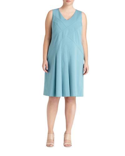 Emery Paneled A-line Dress, Blue,