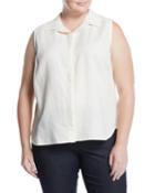 Vera Sleeveless Button-front Blouse,
