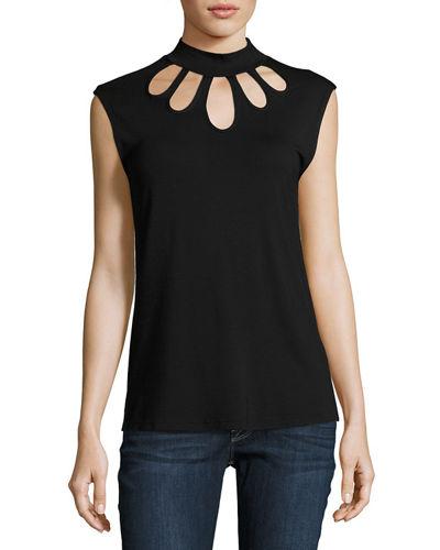 Cutout-yoke Jersey Top