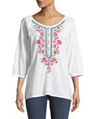 Lootie Floral-embroidered Blouse
