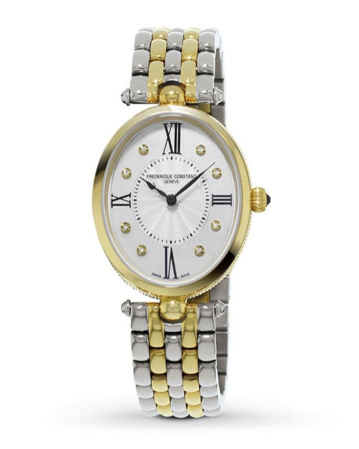 30mm Art Deco Diamond Watch W/ Bracelet Strap, Gold/steel