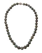 14k Tahitian Black Pearl Necklace,