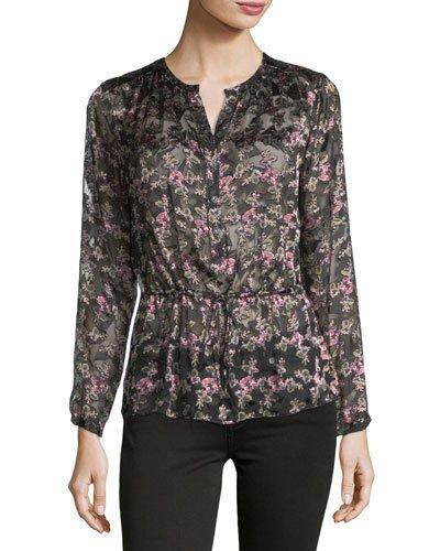Floral Shadow Long-sleeve Devore Top