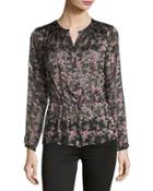 Floral Shadow Long-sleeve Devore Top