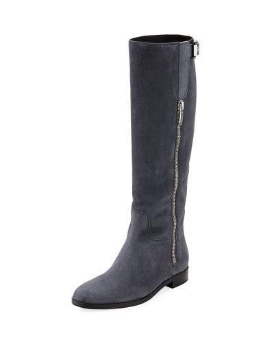 Suede Knee-high Zip Boot,