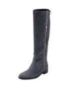 Suede Knee-high Zip Boot,