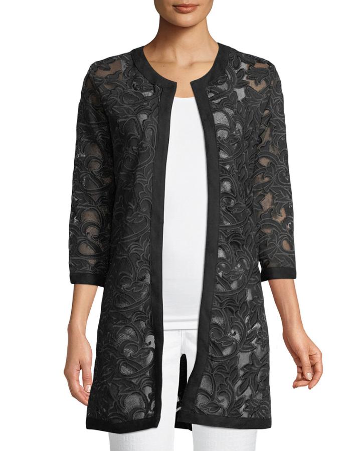 Embroidered-mesh Topper Jacket