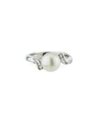 18k White Gold Pearl & Curvy Diamond Ring,