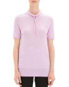 Drawstring Mock-neck Cashmere Tee
