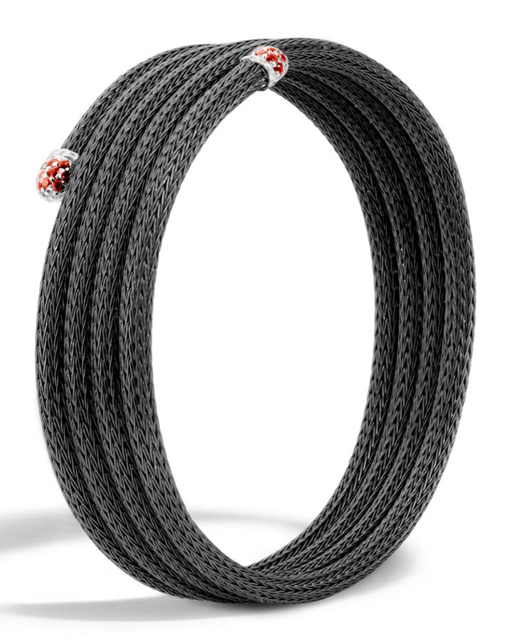 Small Lava Coil Bracelet With Red