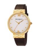 36mm Isabella Leather Watch, Brown/gold