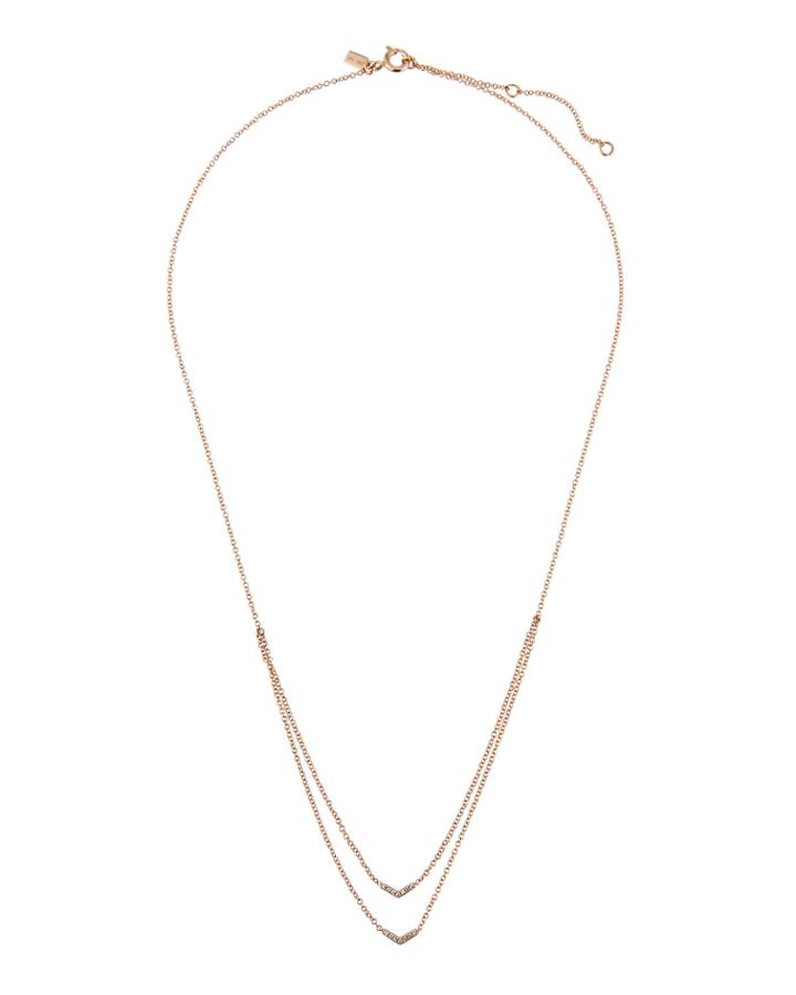 14k Rose Gold Diamond Double Mini-chevron Necklace