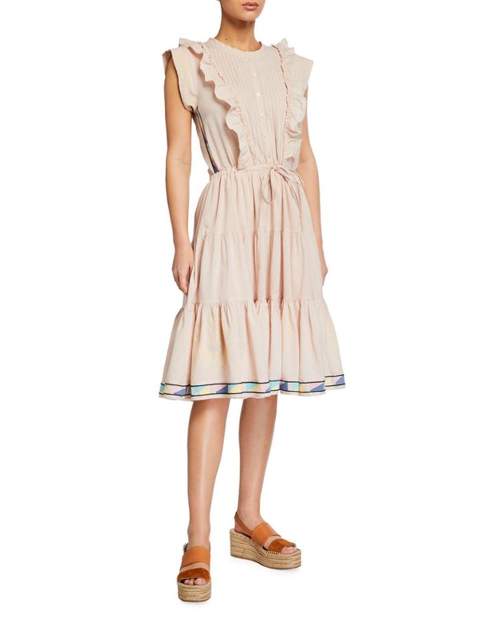Romax Ruffle Embroidered A-line Dress
