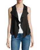 Split-back Lace-up Vest, Black